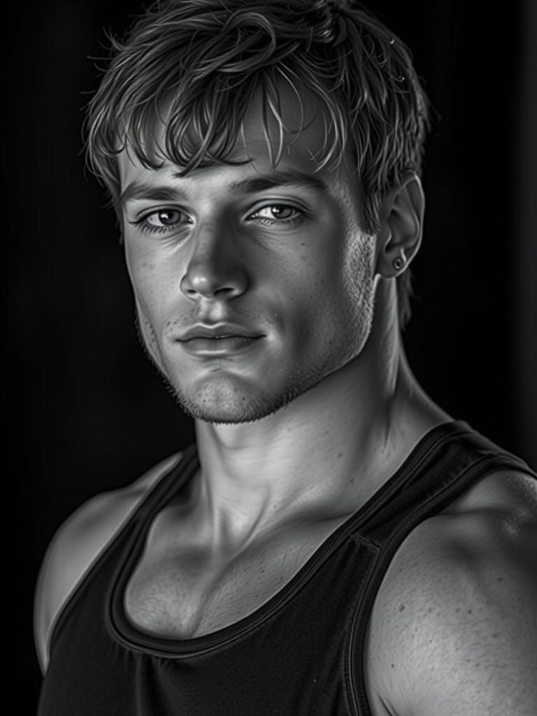 Young Man Exercising on a High-Tech Treadmill in a Glimmerin...