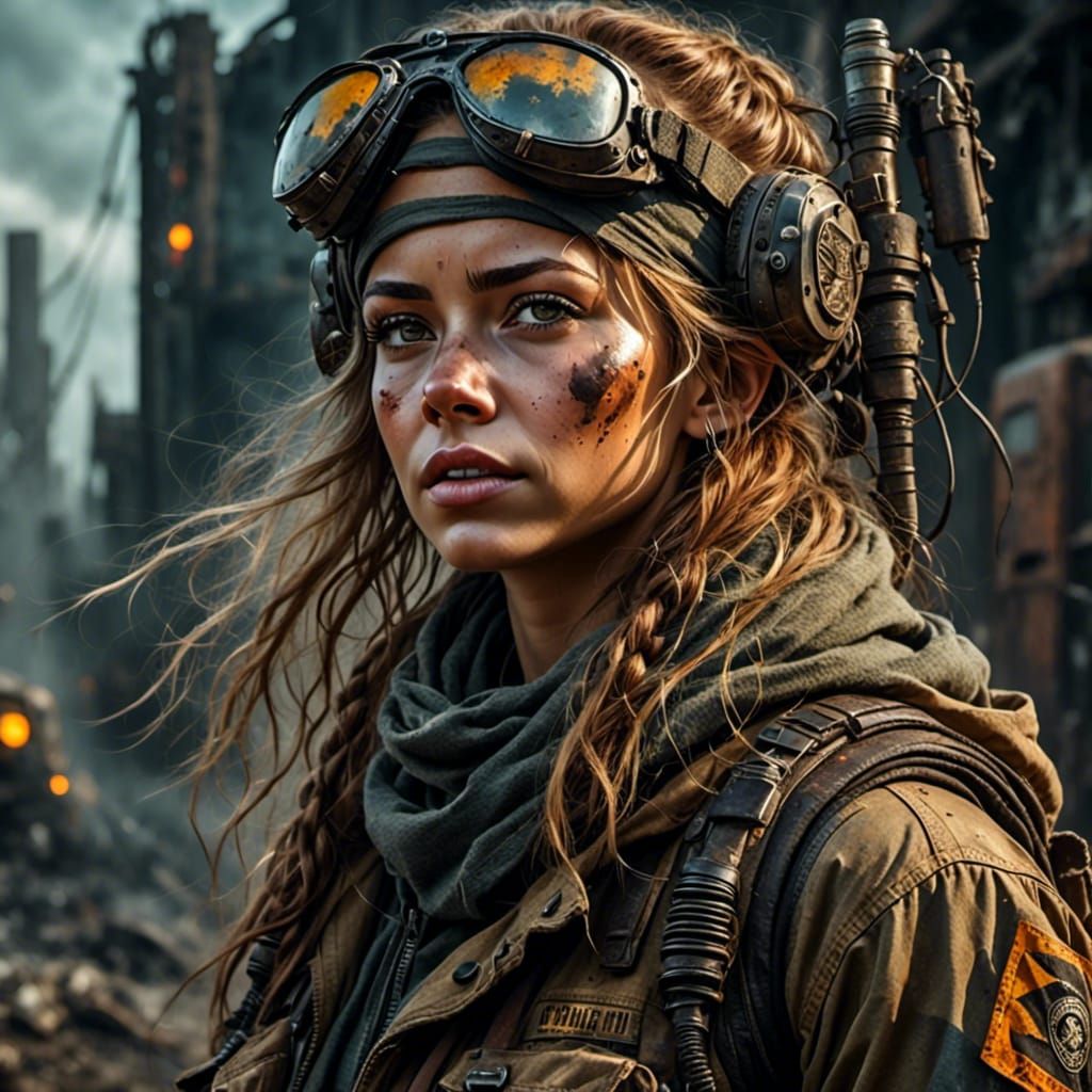 Post-Apocalyptic Raider Acrylic Painting