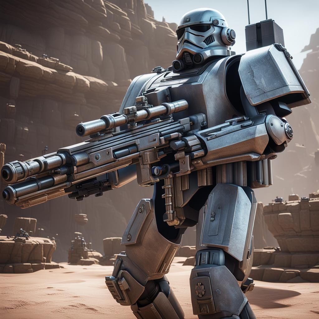 Imperial Gun Trooper in 3D Game Cinematic Style