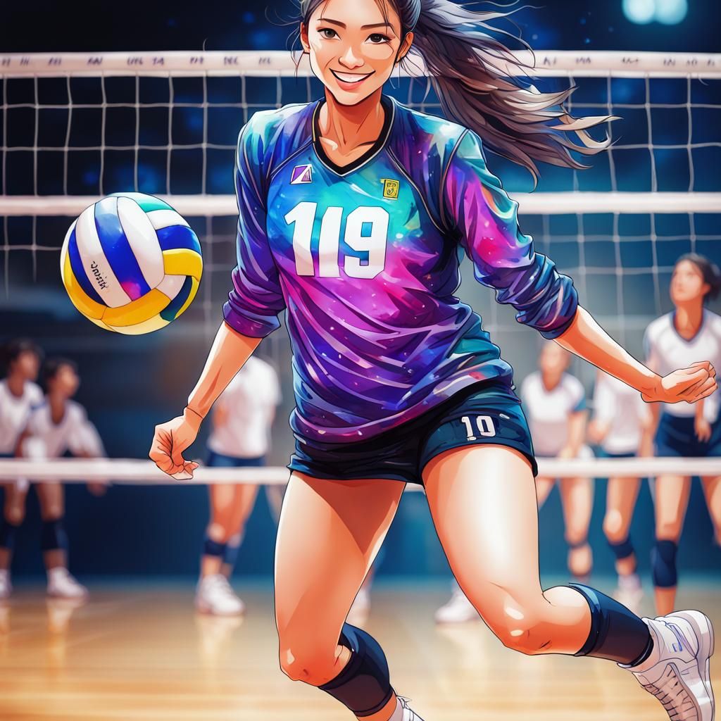 Holographic Volleyball Player on the Court