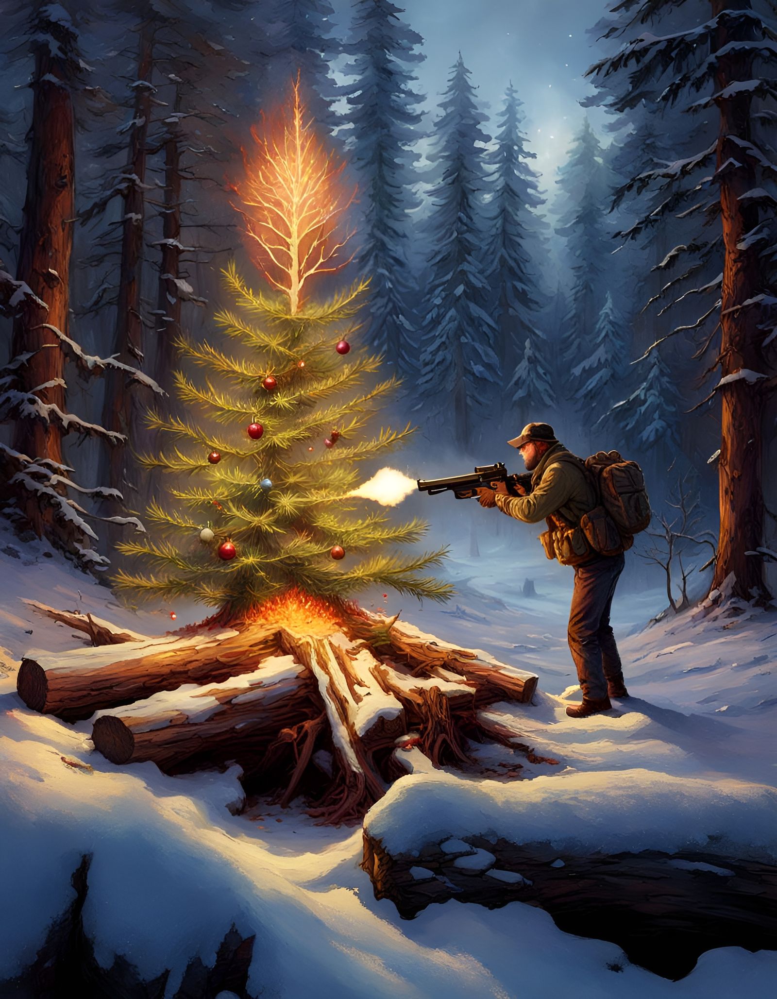 Man Shoots Christmas Tree: Volumetric Lighting in Woods