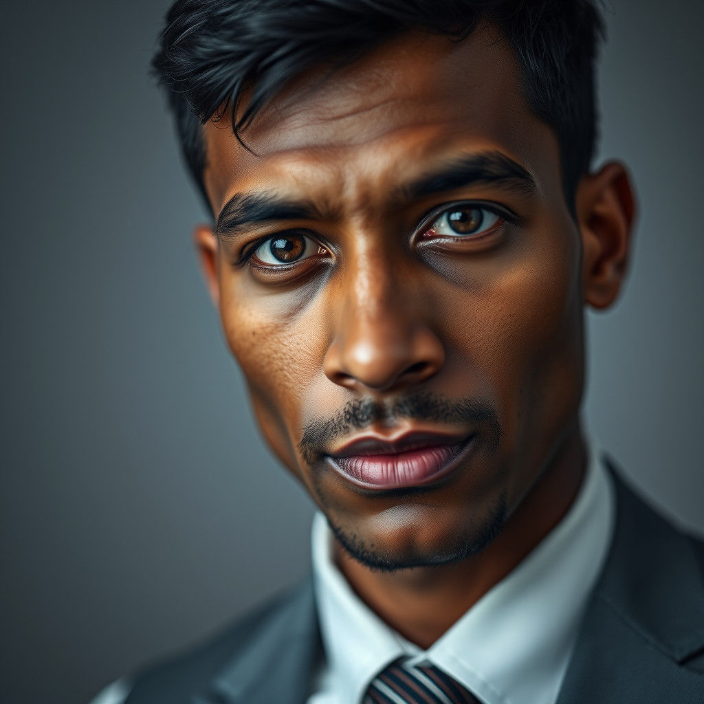 Professional Studio Portrait with Precise Bokeh