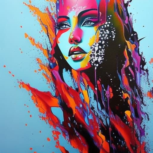 Wild Girl in Graffiti Street Art Style