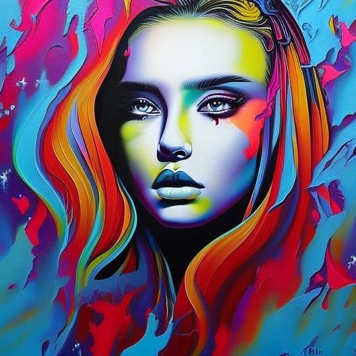 Colorful Wild Girl Graffiti Art in Street Style