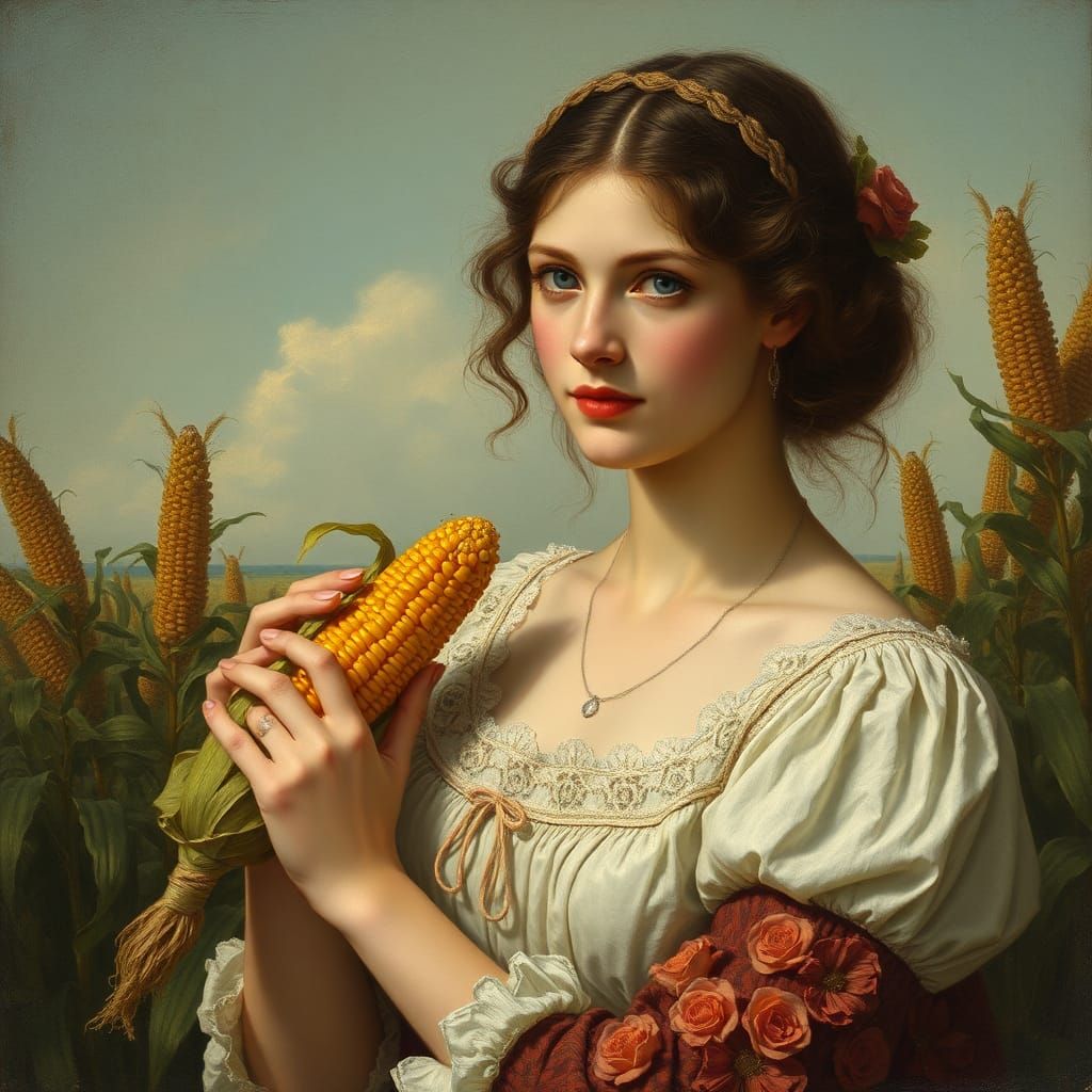 Pre-Raphaelite Woman with Corn