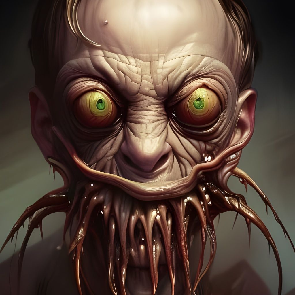 Surreal Twisted Monster Portrait in Hyperdetailed Style