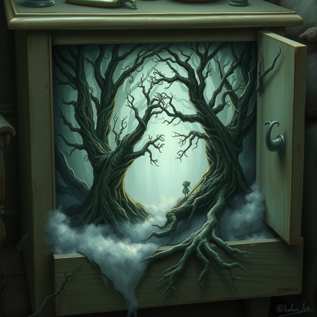 Mystical Forest Emerging from Drawer