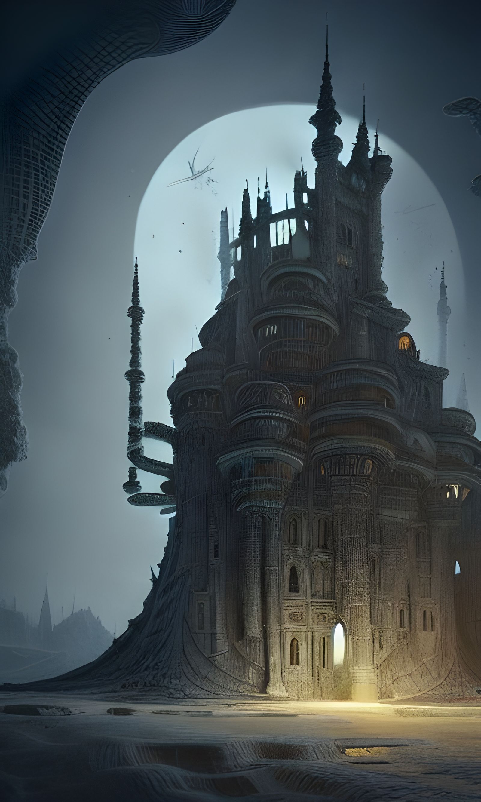 Surreal Salt Castle on Alien World: 3D Render