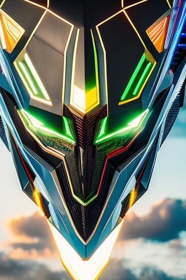 Cyberpunk Dragon Portrait in Neon and Indigo