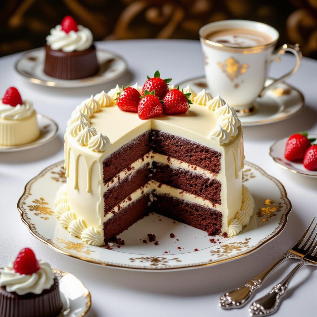 Surreal Chocolate Impossible Cake in Louis XV Style