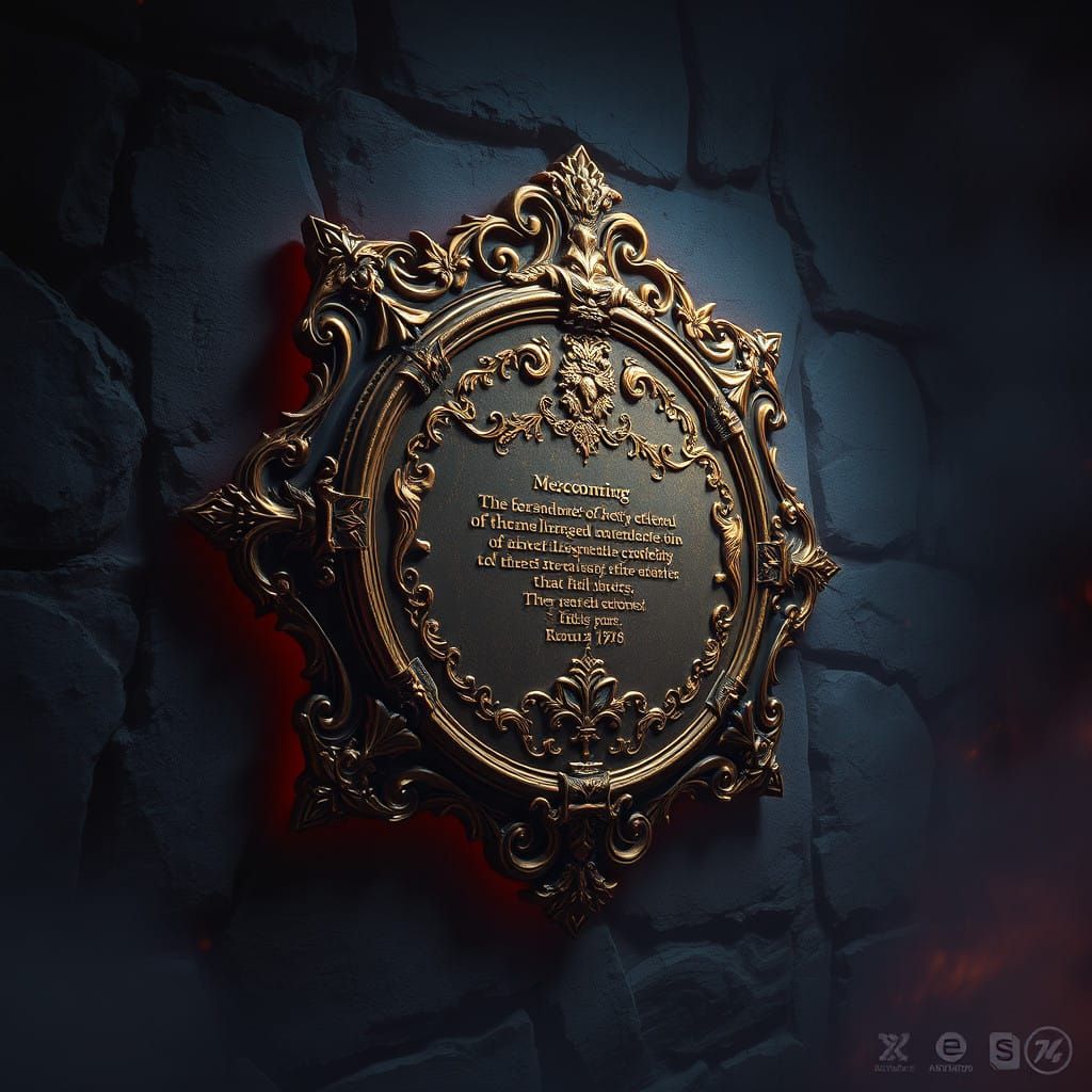 Golden Commemorative Plaque Adorns Ancient Stone Wall