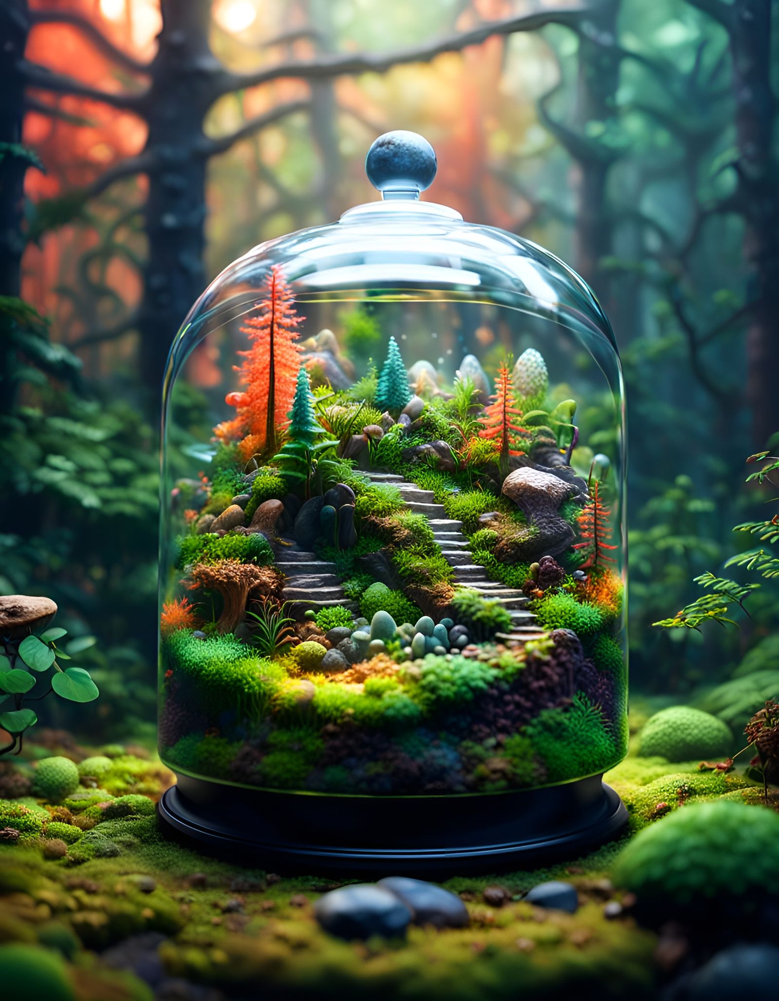 Microbiology Forest Terrarium: Photorealistic Macro Landscap...