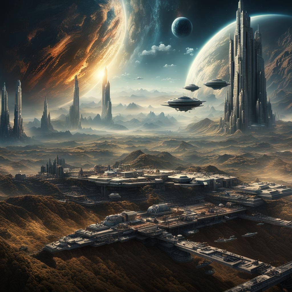 Epic Spacecraft Leaving Earth: Digital Matte Painting