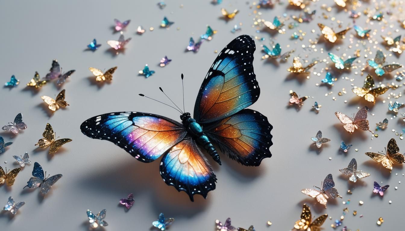 Glittering Butterfly in Dreamlike Ethereal Fantasy Style