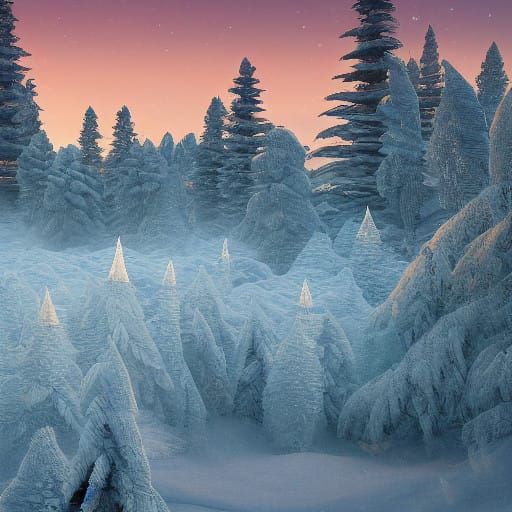 Serene Christmas Wonderland Under Luminescent Snowfall