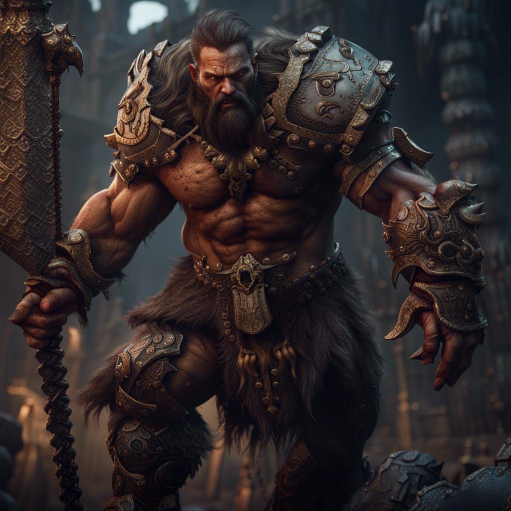 Detailed Goliath Barbarian Fantasy Concept Art