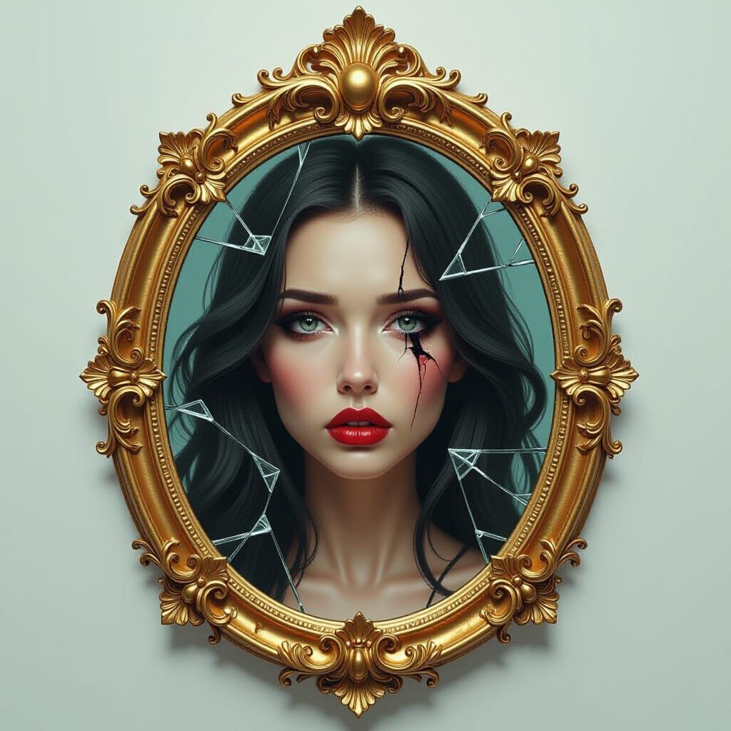 Surreal Fantasy: Woman Trapped in Mirror