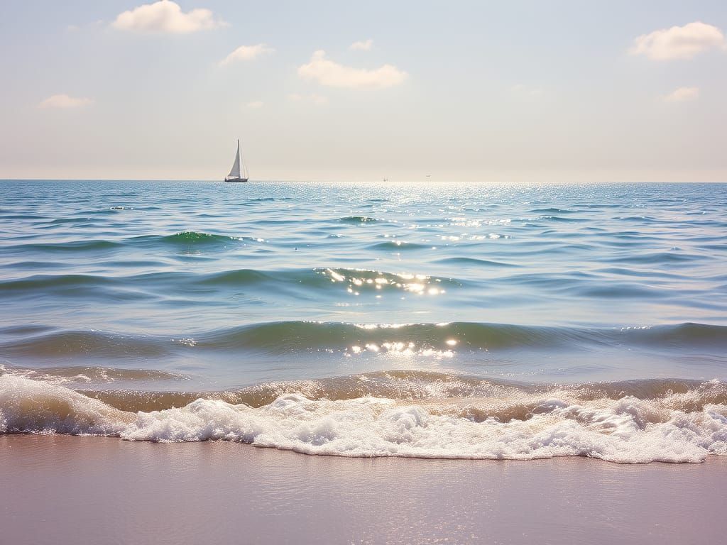 Serenely Captured Ocean Scene in Dreamy Impressionist Style