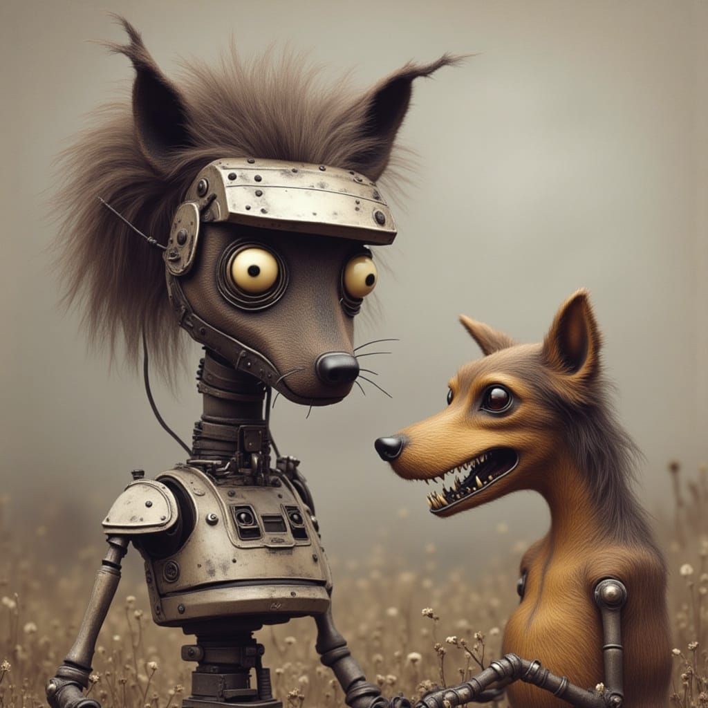 Dog in Fedora with Surreal Nightmare Engine Aesthetic