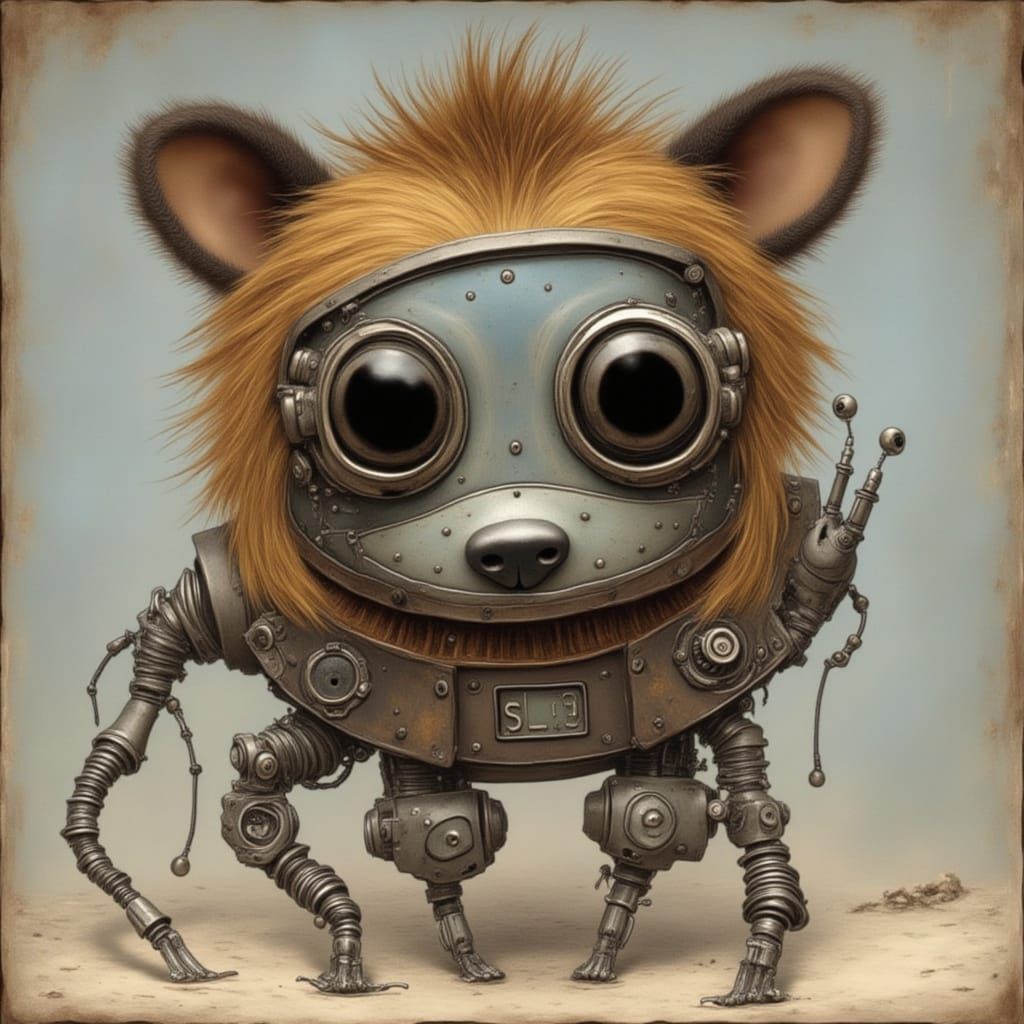Cute Fedora Robot Dog with Nightmare Engine Style