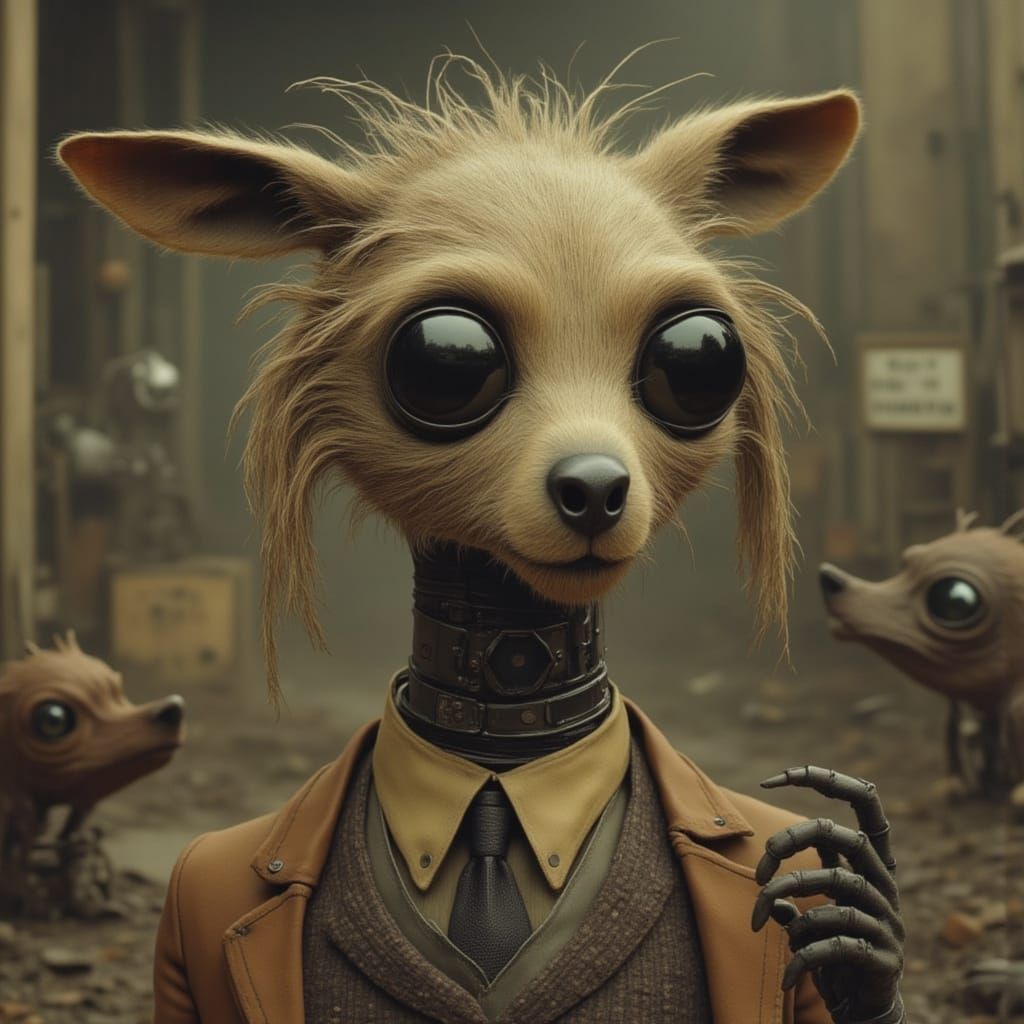 Dog Scientist in Dark Fantasy Style