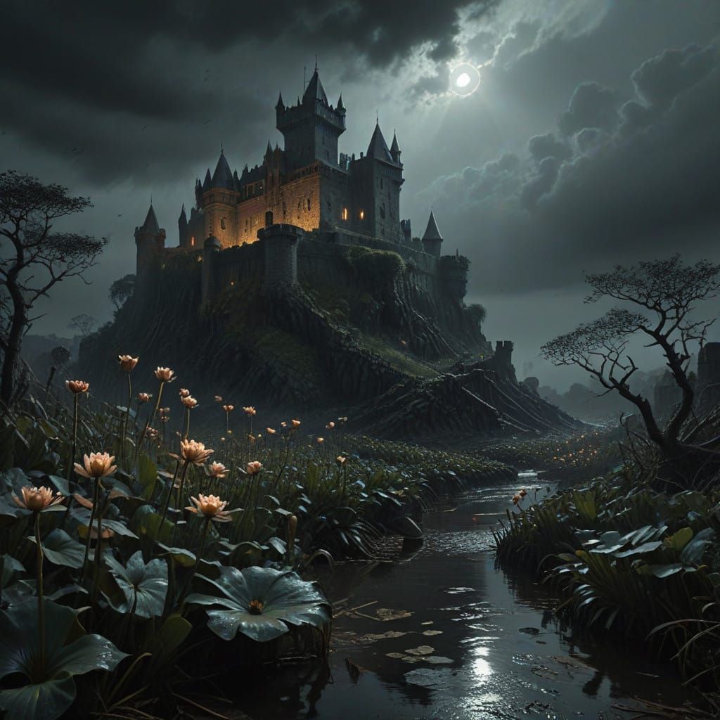 Eerie Medieval Castle Atop a Rugged Hill