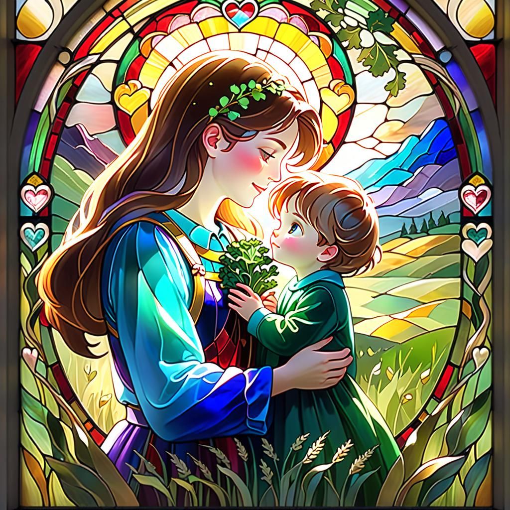 Stained Glass Window: Mother and Child
