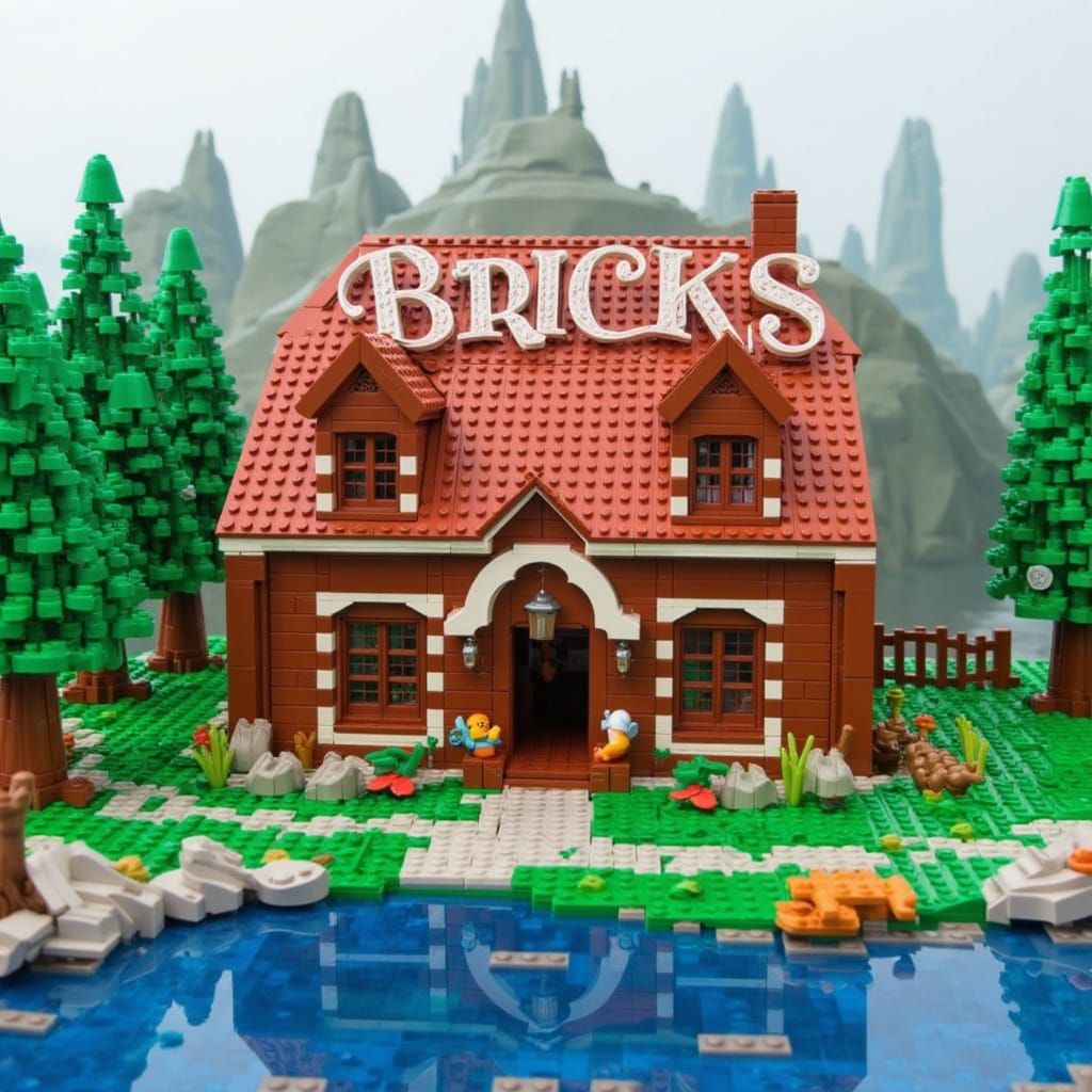 Bricks-Style Cottage Near Serene Lake Waters
