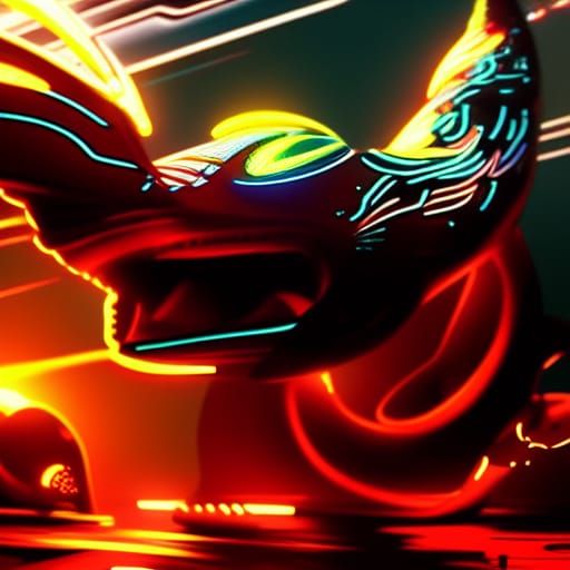 Neon Cyborg Animal Mashup in Geometric Style