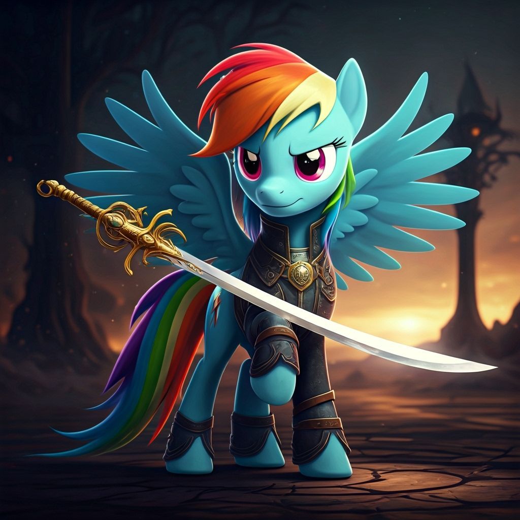 Rainbow Dash Wind Mage Knight in 3D Art
