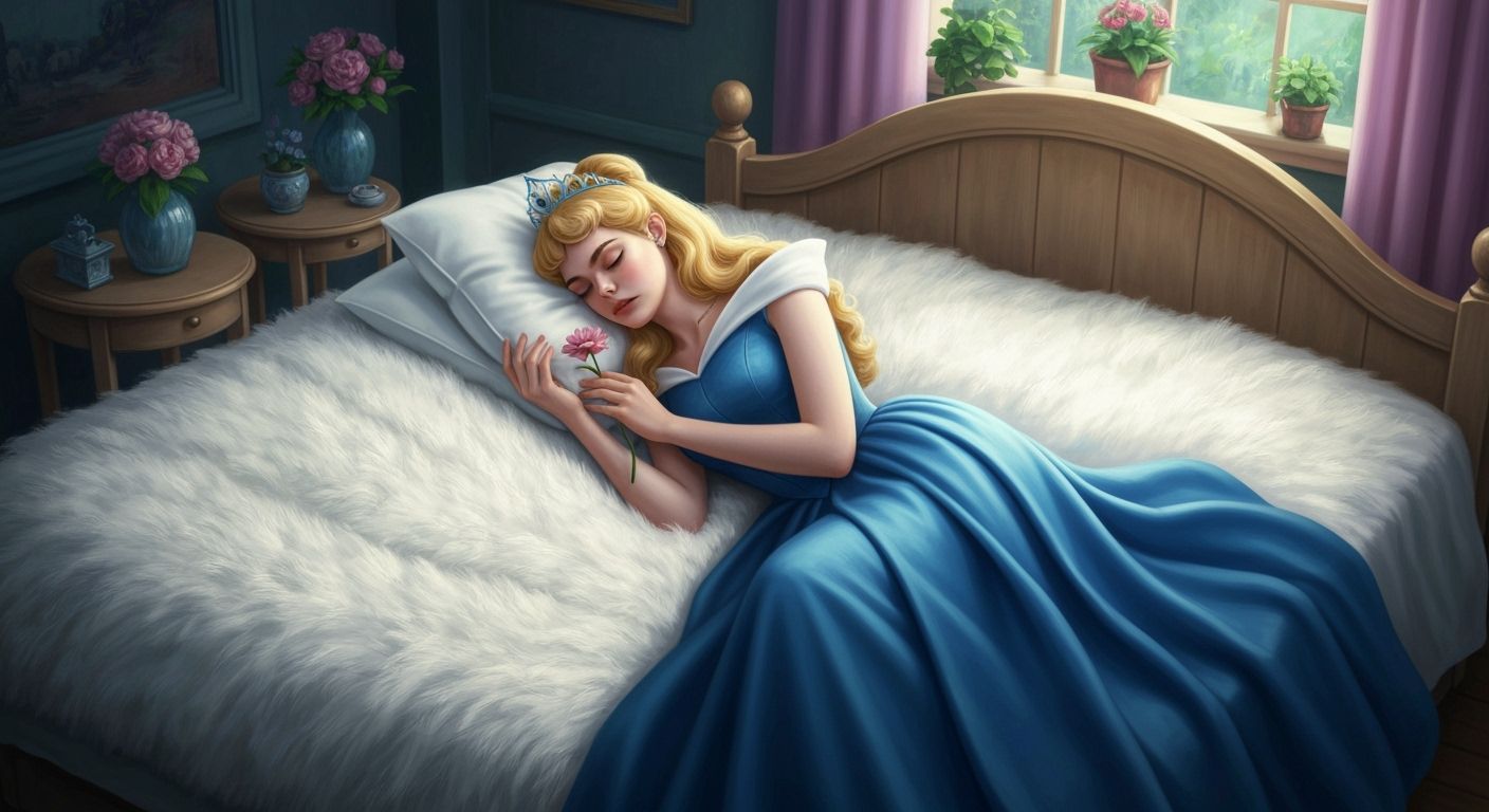 Elle Fanning as Sleeping Beauty in Blue Gown