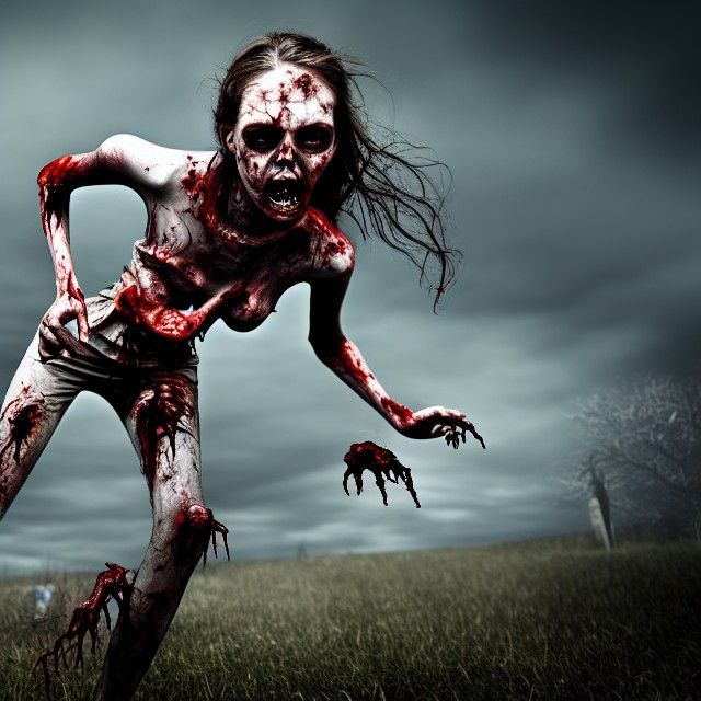 Realistic Zombie Girl Running in 8k Resolution