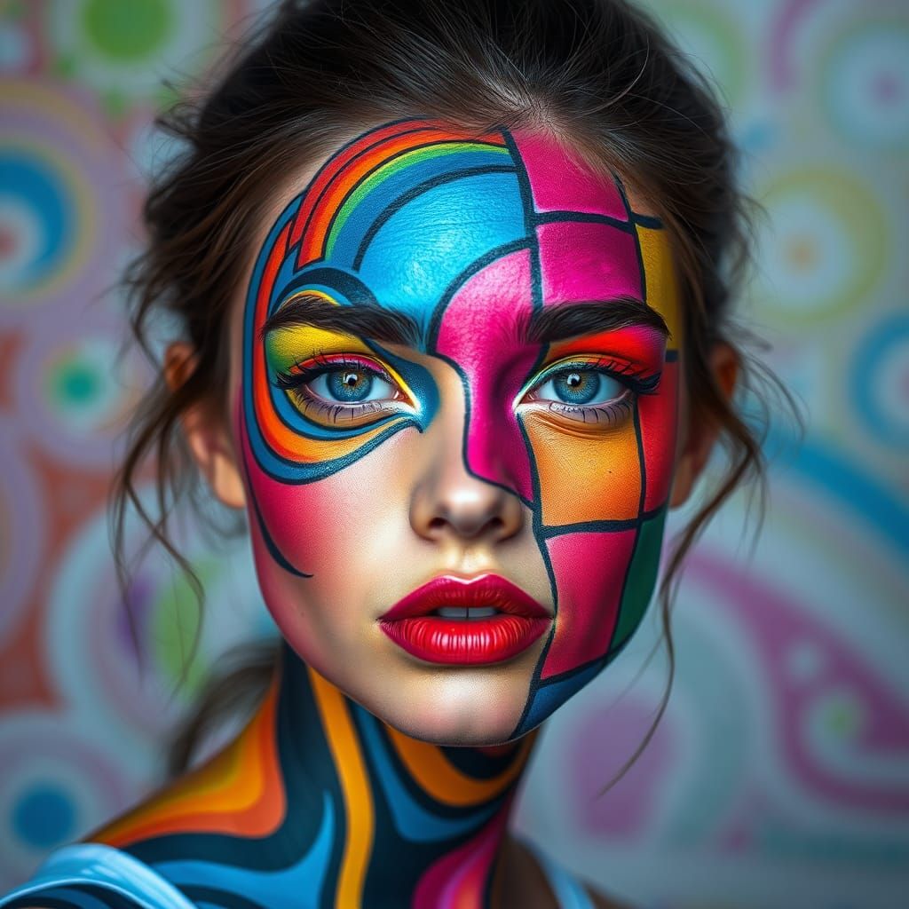 Rubik's Cube Makeup: A Digital Pop Art Fusion