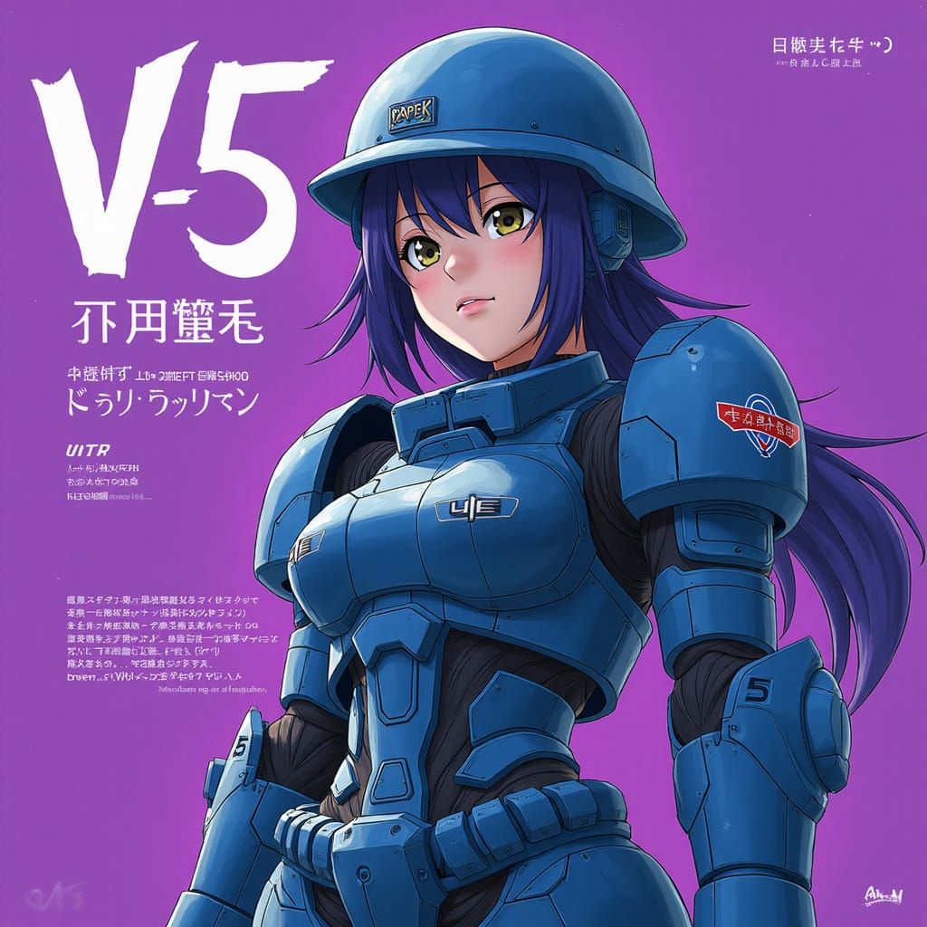 Anime Movie Poster of Armored Soldier in Cyberpunk Style