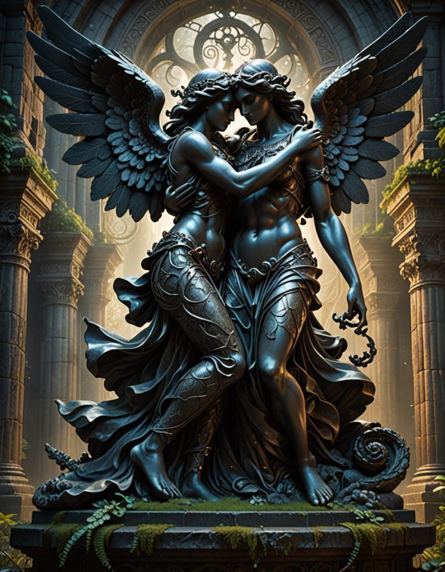 Twisted Angels in Eternal Enchanted Embrace