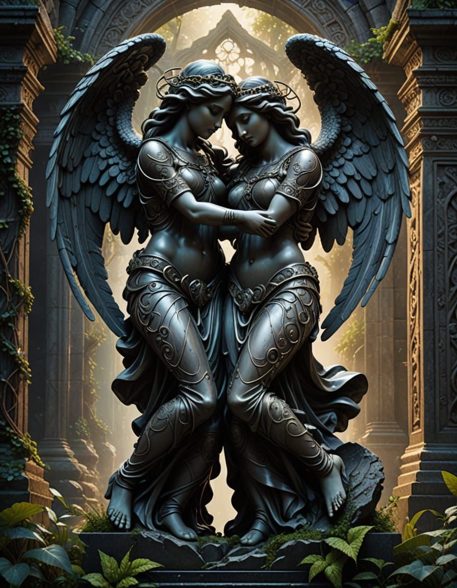Ethereal Angels in Ancient Ruins