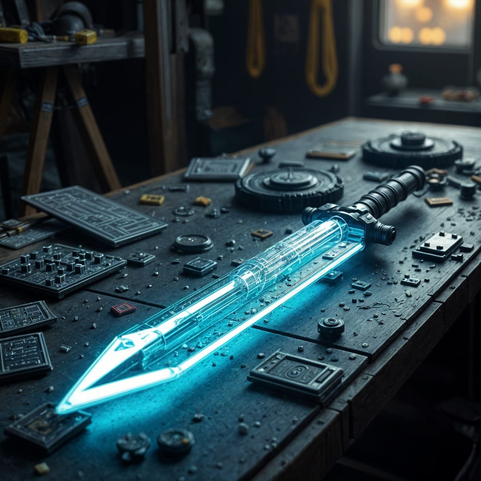 Cyberpunk Laser Cutlass on Data Core Table