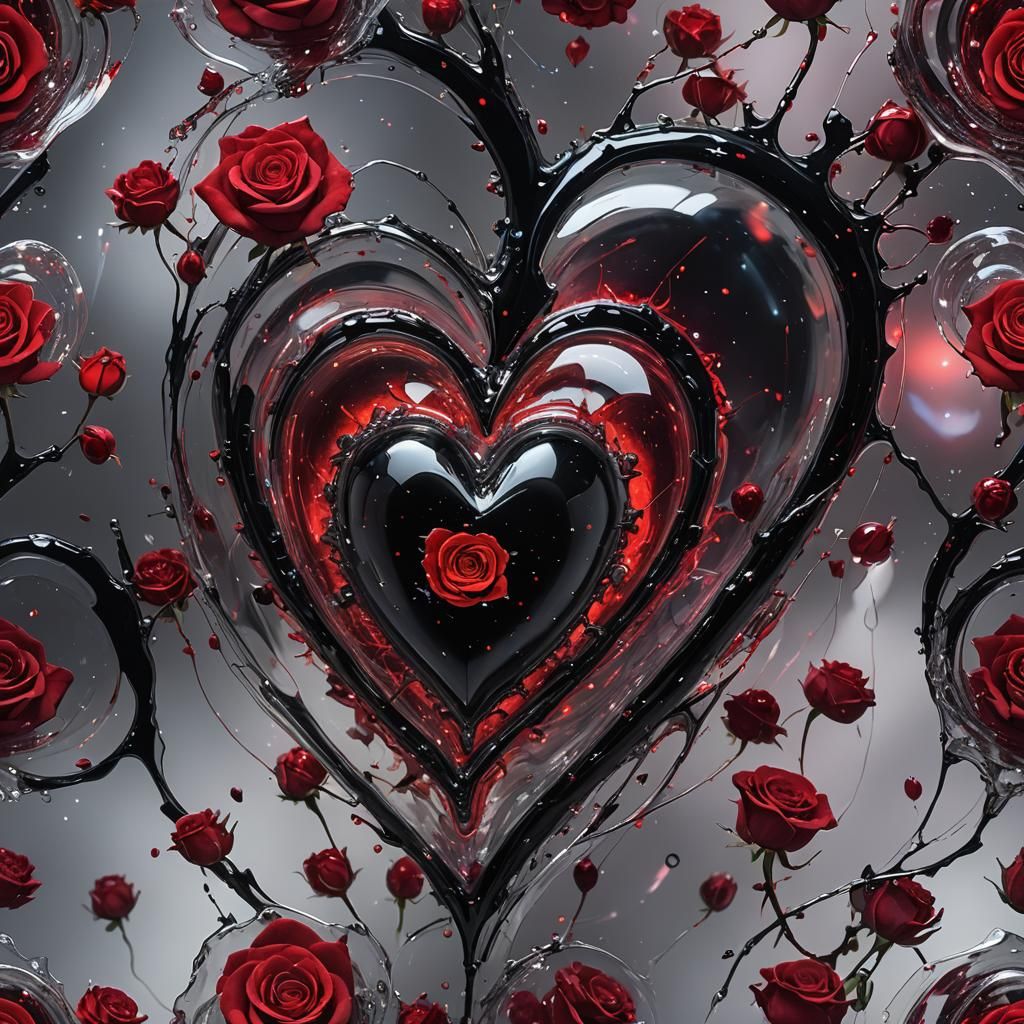 Galactic Chaos Inside Crystal Heart: A Surreal Masterpiece