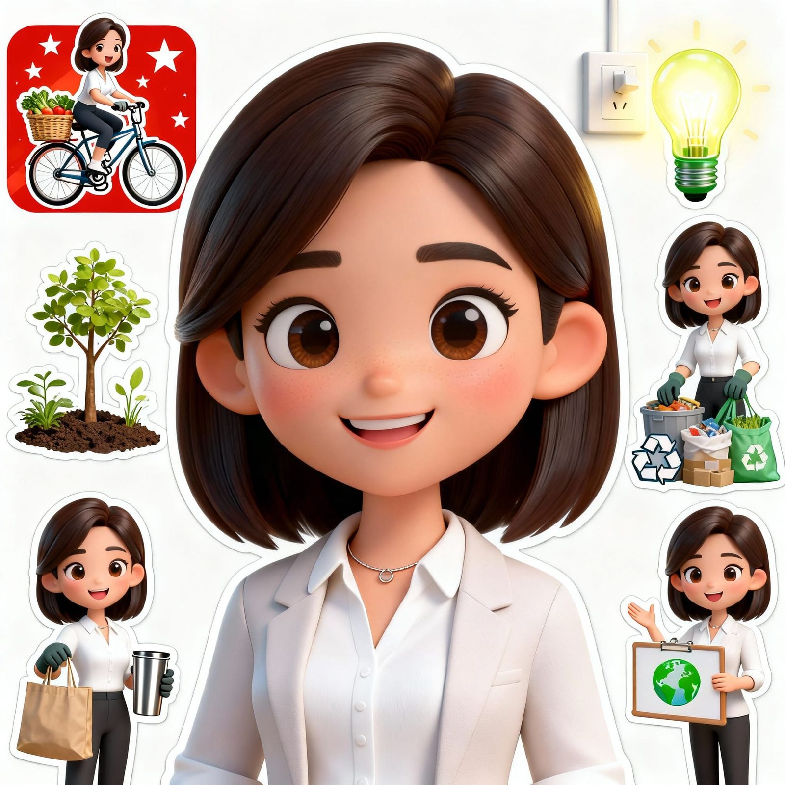 Chibi Linda's Eco-Friendly Adventures in 3D Style