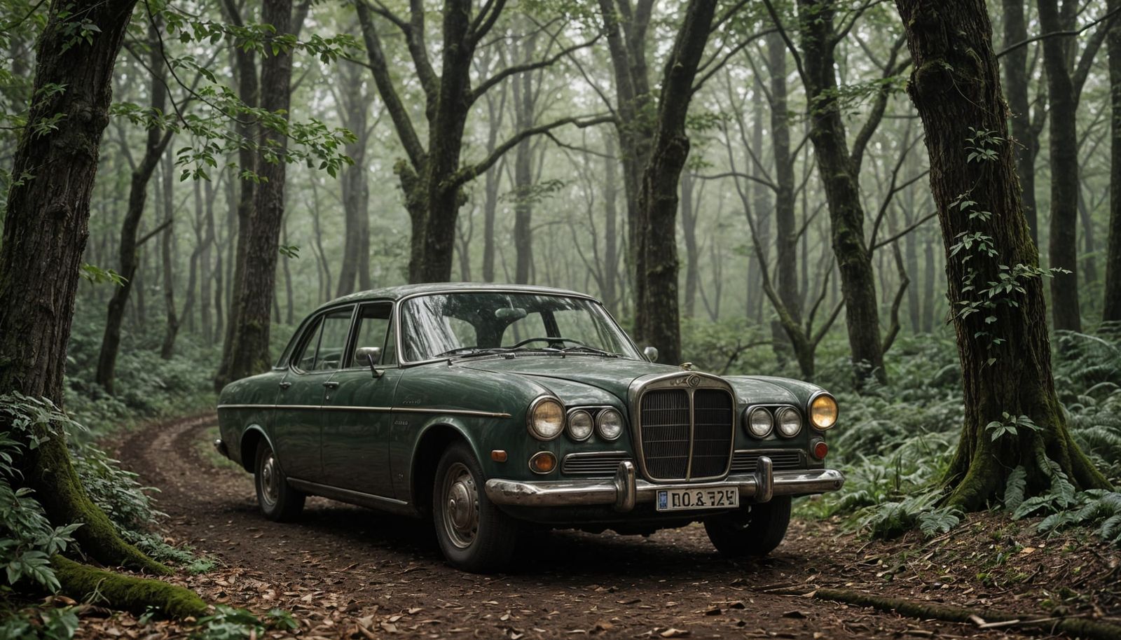 Mystical Elven Car in a Misty Forest