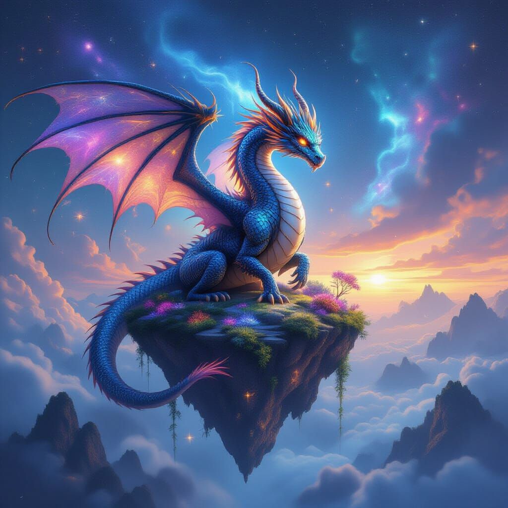 Celestial Dragon on Floating Island