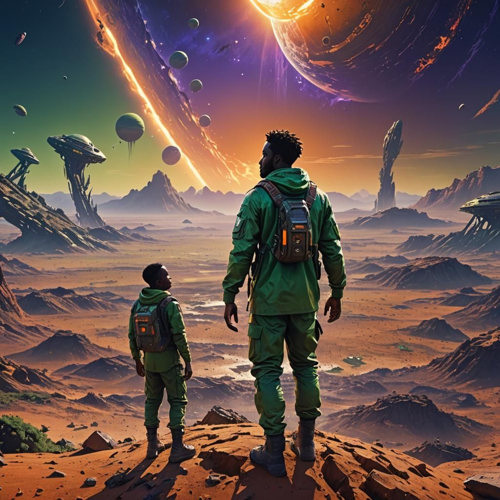 Afropunk Man on Alien Planet in Digital Art