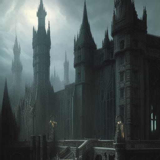Haunting Fantasy Castle in Gothic Horror Style