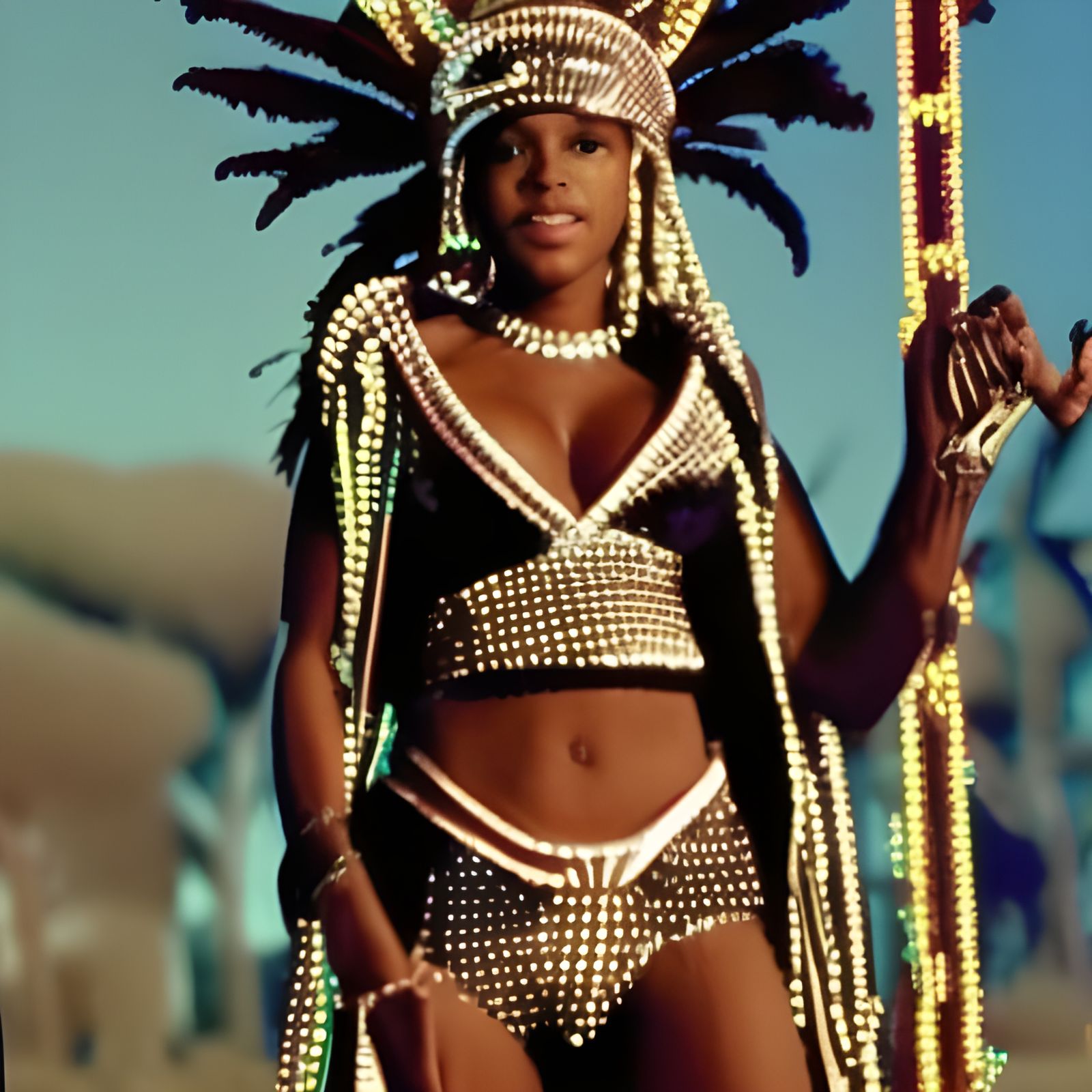 Retro Music Video Scene with Disco Ball and Lasers