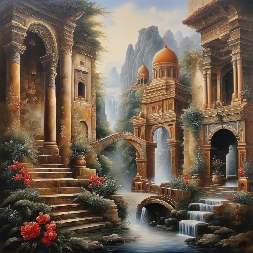 Romantic Fantasy Art in Wet Oil Paint Style