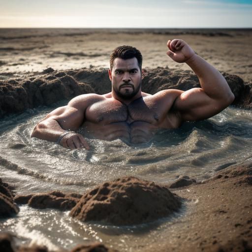 Man Sinking in Quicksand: Professional Photography