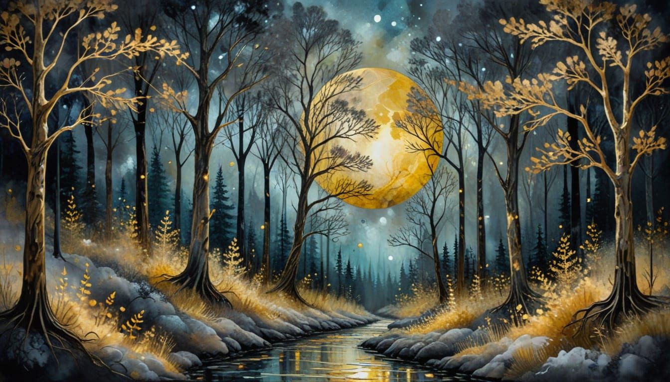 Dreamy Forest Scene in Expressive Art