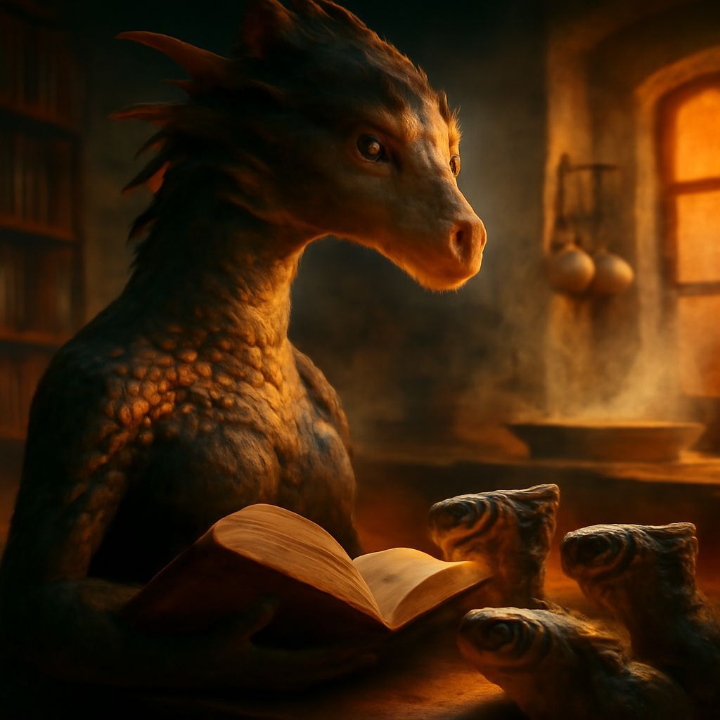 Dragon Princess Reads to Her Family in a Vibrant, Hyper-Real...