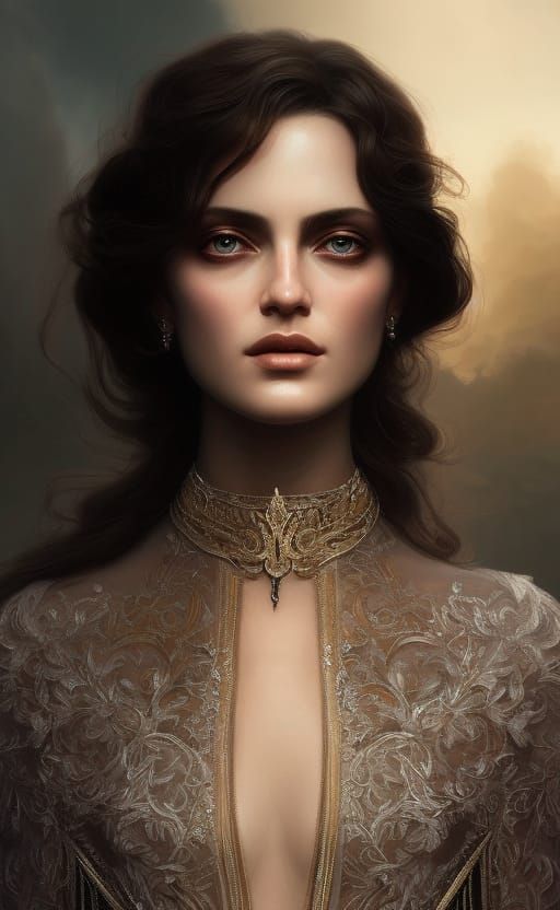 Rubenesque Woman Portrait in Hyperrealistic Digital Art Styl...