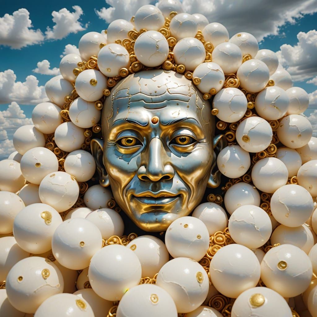 Grotesque Face Emerging in a Surreal Dreamscape